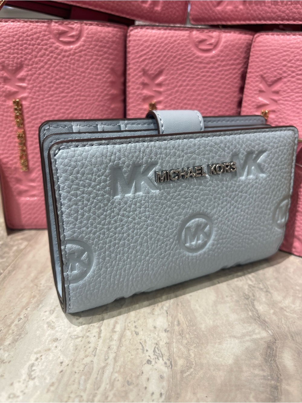 Michael Kors JST Md Logo Debossed Bifold Bilfold Compact Wallet
Pale Ocean
NWT - Picture 13 of 16